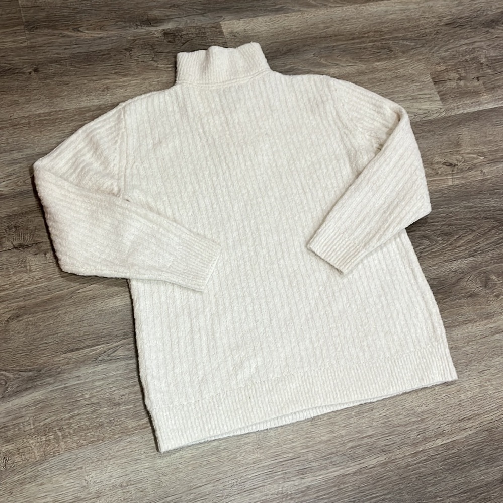 L L Bean Women’s White Cozy Cloud Sweater Quarter Zip Size Medium Lightweight - Picture 8 of 8